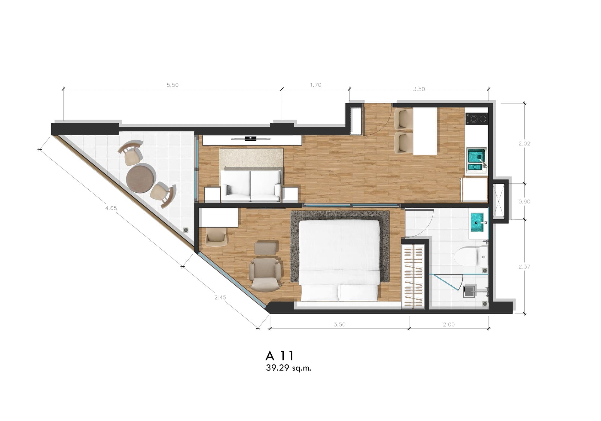 Proud Rawai — apartment 411, 1 bedroom, 39.29 m² 2