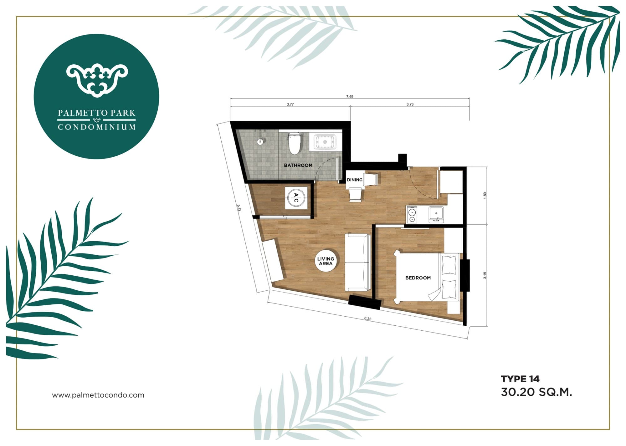 Palmetto Park — квартира 214, 1 спальня, 30.2 м² 1