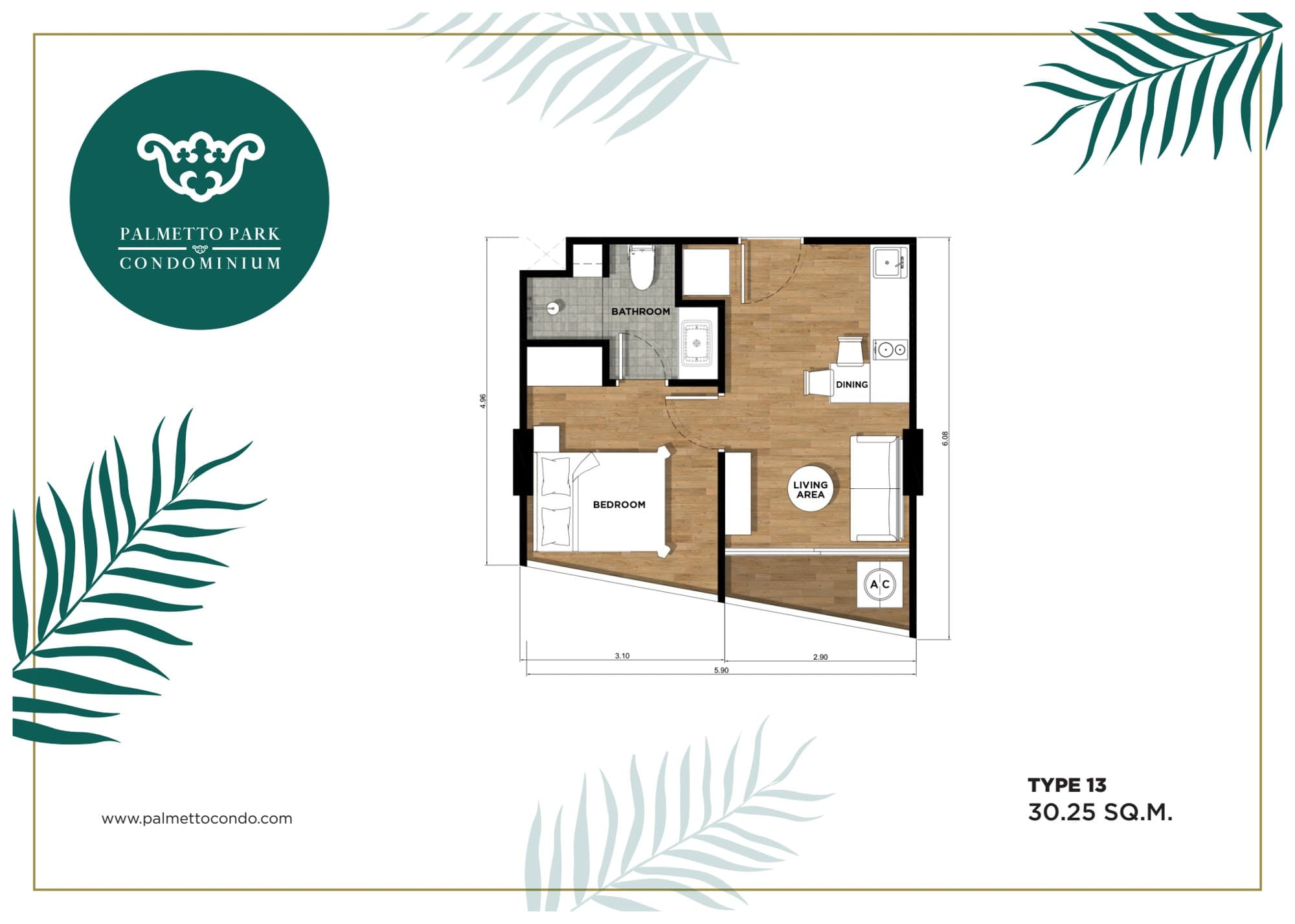 Palmetto Park — apartment 313, 1 bedroom, 30.25 m² 1