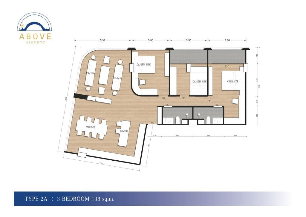 Above Element Condominium — A211, 3 спальни, 138 м² 1