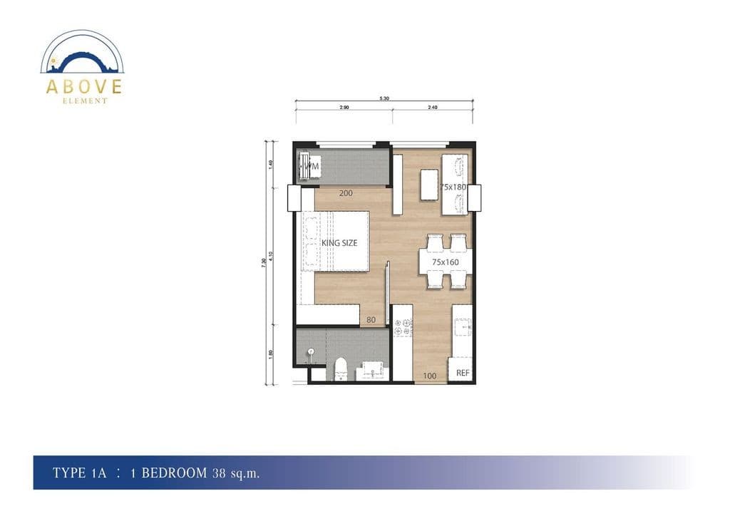 Above Element Condominium — A526, 1 спальня, 38 м² 1