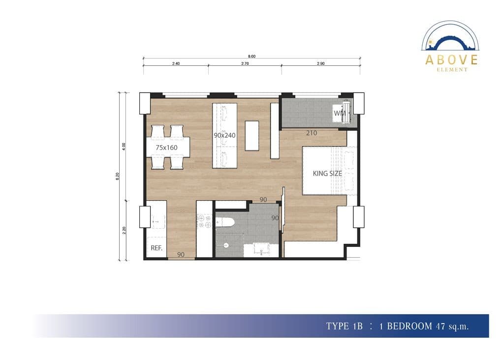 Above Element Condominium — B214, 1 спальня, 47 м² 1